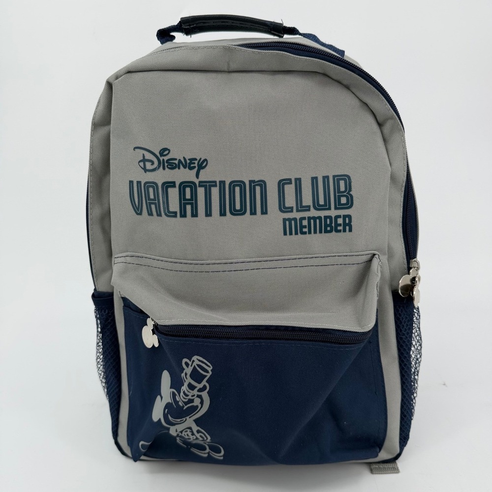 Disney Vacation Club DVC Member Backpack Grey Navy Blue Mickey Mouse Travel Bag